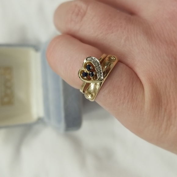 Gold and Blue Saphire Ring Set - Picture 5 of 9